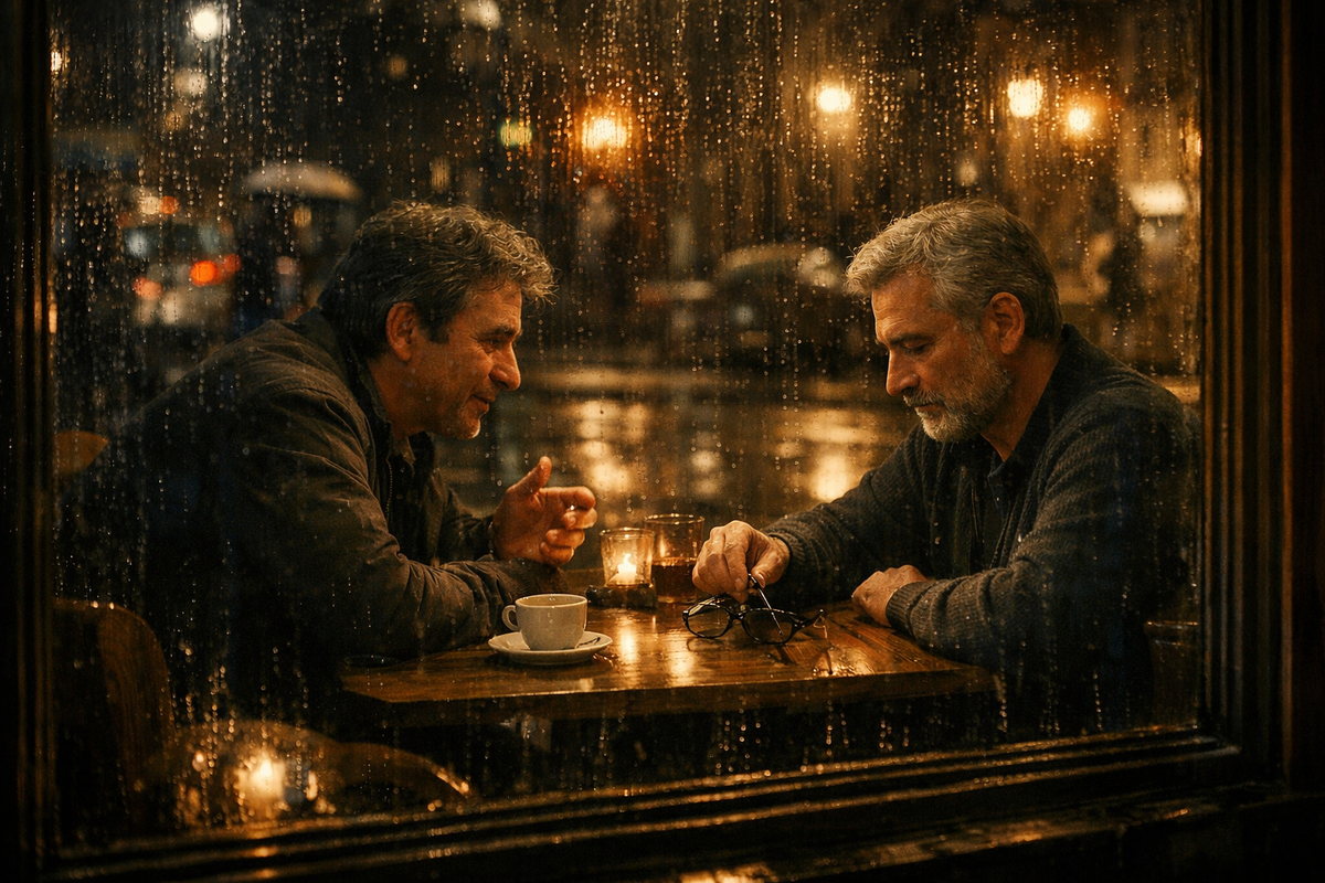 С улицы их не слышно, но по жестам видно - они обсуждают что‑то важнее погоды