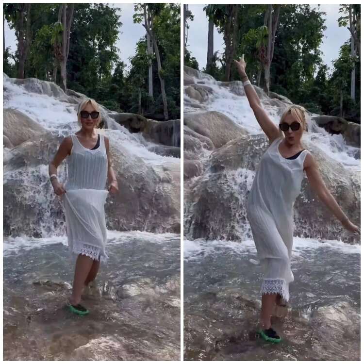 Орбакайте чуть не упала в водопад на Ямайке. Источник: Instagram Кристины Орбакайте (запрещенная в России соцсеть; принадлежит компании Meta, признанной экстремистской организацией и запрещенной в РФ)