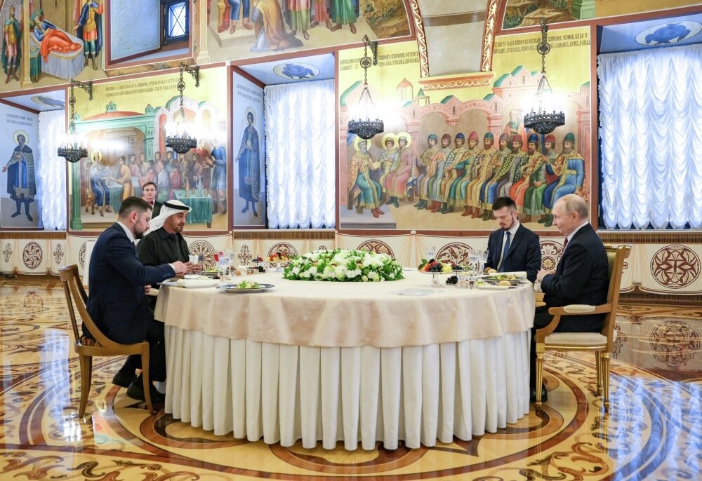    Президент РФ Владимир Путин и президент ОАЭ Мухаммед бен Заид Аль Нахайян. Фото: РИА Новости/ Гавриил Григоров