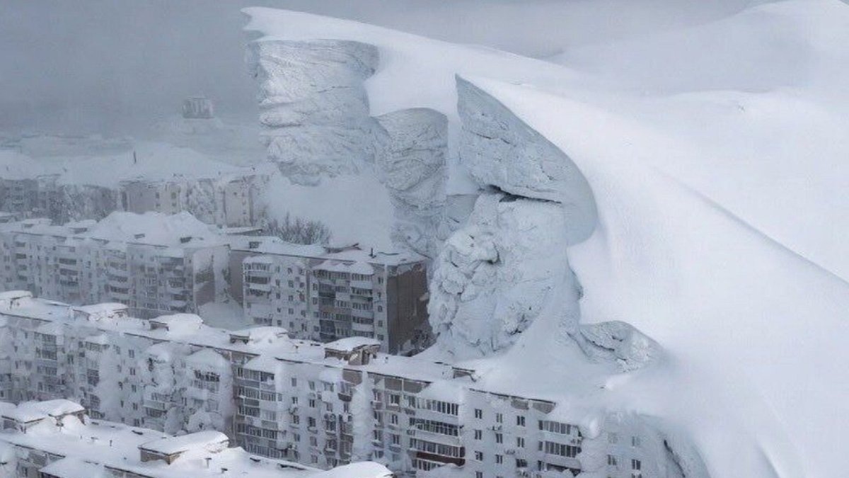Фото фейк гигантстких сугробов на Камчатке