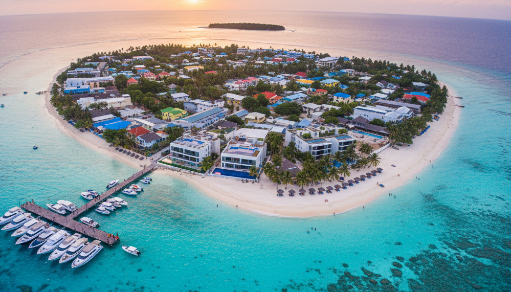 Остров Маафуши, Мальдивы: вид с неба.