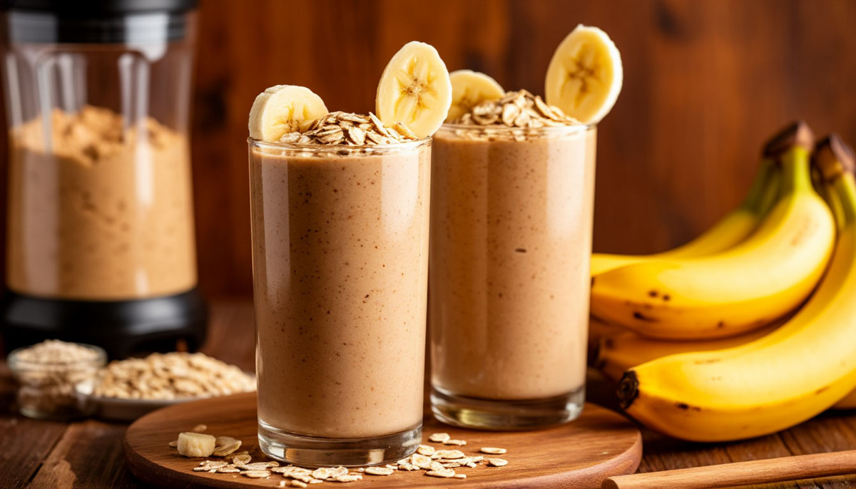 🍹 Смузи “Энерджайзер”: банан, овсянка, арахисовая паста, молоко — рецепт от фитнес-тренера из Екатеринбурга.  