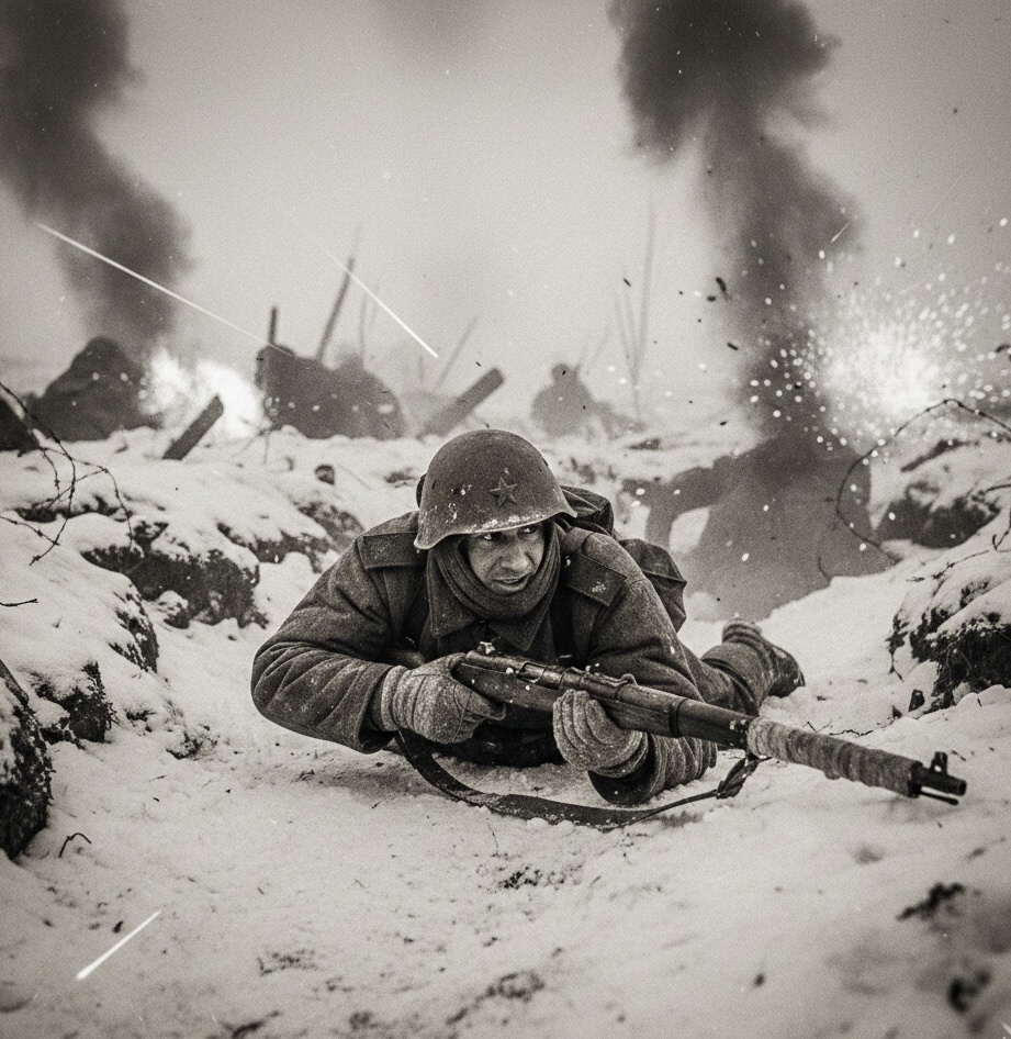 23 февраля 1943 года. Псковская область.
Советское подразделение было остановлено шквальным пулемётным огнём.

Несколько атак — безрезультатно. Потери росли.
Тогда вперёд пополз Александр Матросов.

Он был ранен, но продолжал движение. Когда гранаты закончились, Матросов принял решение, которое навсегда изменило ход боя.
Он закрыл собой амбразуру дзота.

Ценой своей жизни Матросов дал возможность бойцам подняться в атаку и выполнить задачу.
Ему было всего 19 лет.

Этот подвиг стал символом самопожертвования советского солдата.