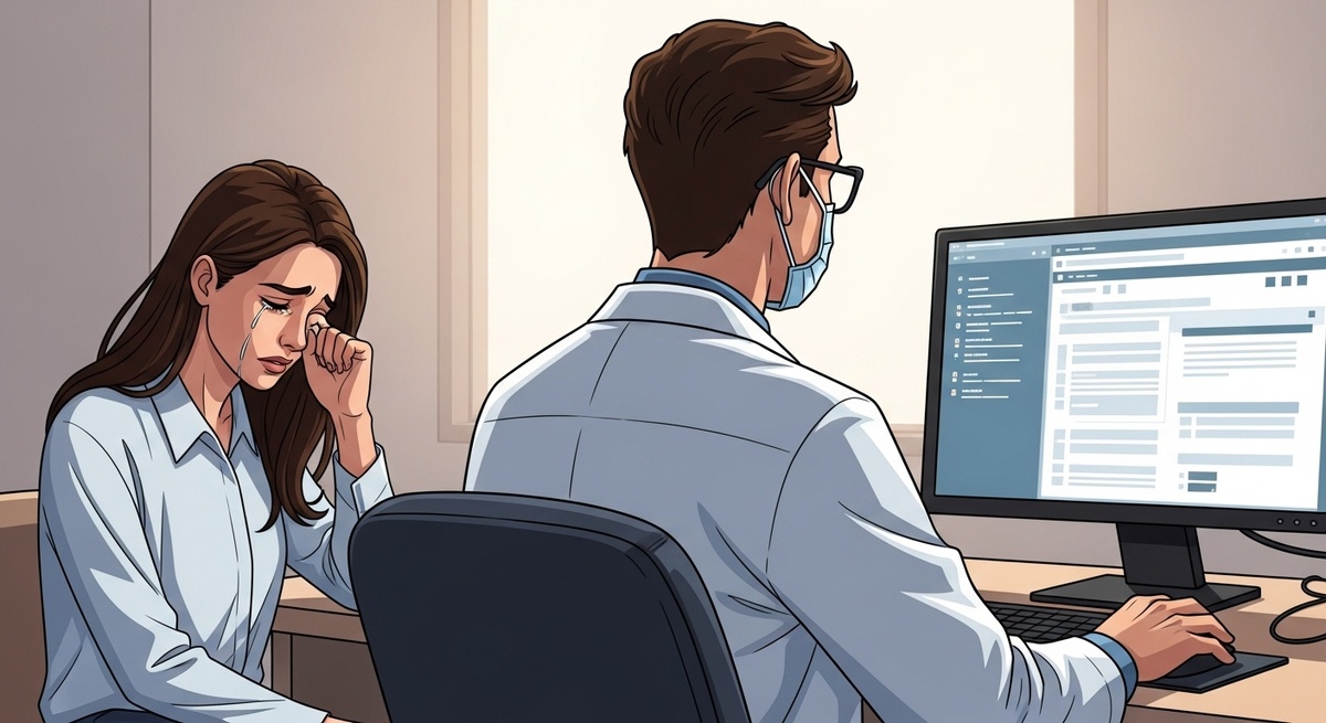 Врач большую часть приема смотрит в монитор, игнорируя пациента.