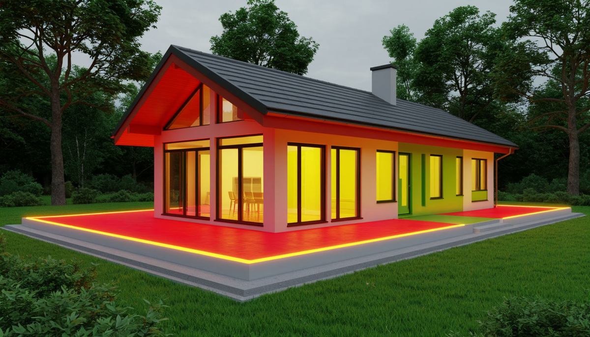  пол (30 % потерь); чердак/кровля (25 %); стены (20 %); окна и двери (15 %)