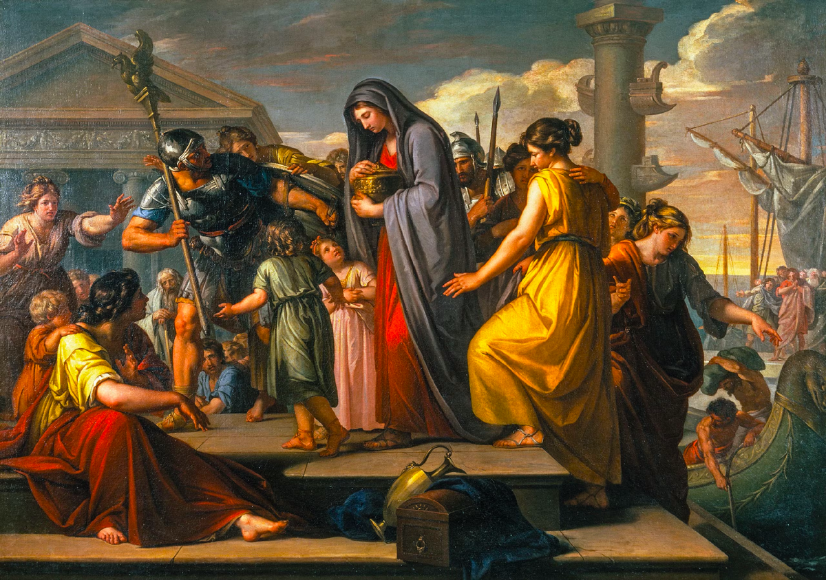 Агриппина Старшая высаживается в Брундизии, привезя прах Германика. Картина Гэвина Гамильтона, 1765–1772 годы. Коллекция Tate, Лондон.