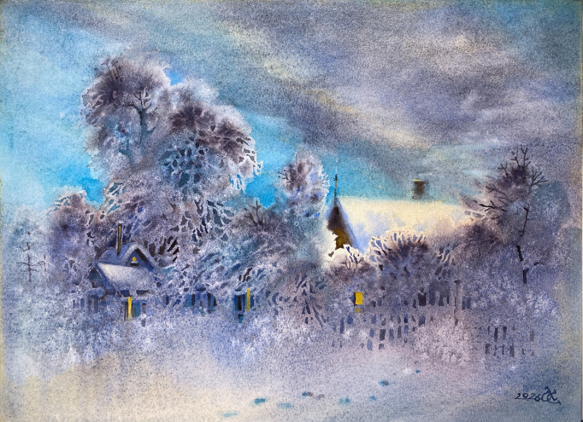 Мороз. Соль среднего помола. 28х38см.