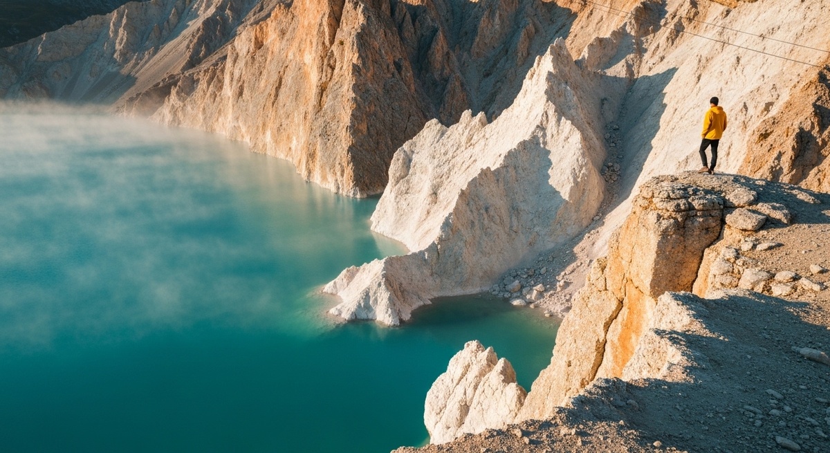 Пейзажи озера Гижгит выглядят так, будто вы высадились на Марс, хотя это всего лишь пара часов езды от цивилизации.