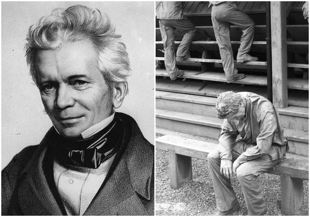 Слева направо: Уильям Кьюбитт. \ Уставшие заключённые буквально падали с бесконечной лестницы. \ Фото: en.wikipedia.org. \ i0.wp.com.