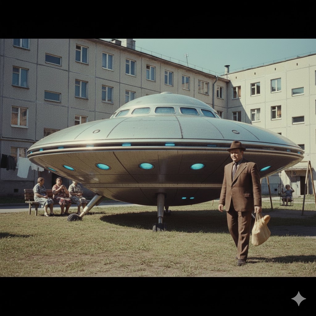 "Будни Великого Гусляра: Парковка во дворе", иллюстрация создана сетью Джемини