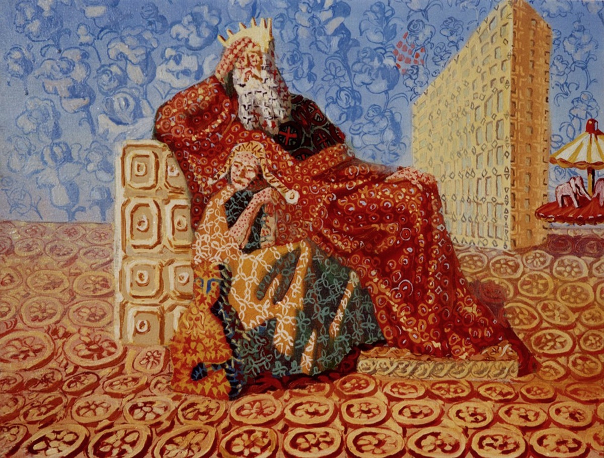 "Король и шут, велением судьбы, попали в наше время", 40х50 см, холст, масло, 1997 г.с. Автор картины - Алексей Акиндинов.