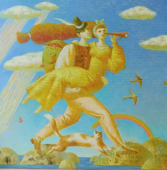 "Кошка-счастья" 40/40 см. Холст масло. Источник изображения:  Яндекс картинка