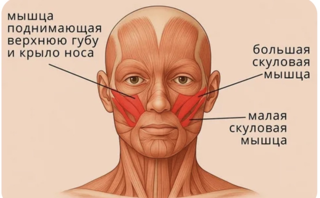 3 мышцы виновницы ваших носогубных складок 