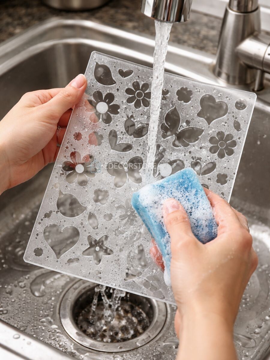 На фото трафарет НЕ из коллекции Edecor! Фото сделано исключительно для демонстрации.