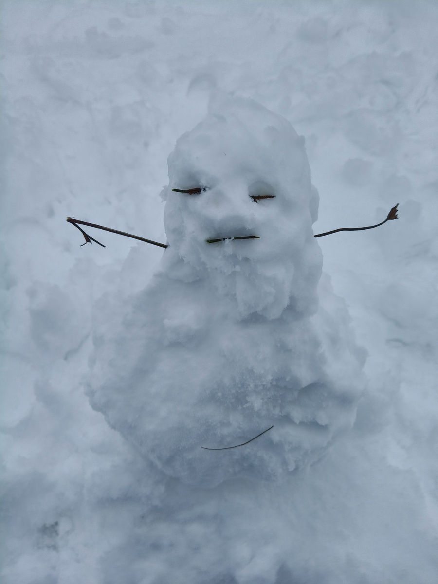 Слепили с ребёнком снеговика