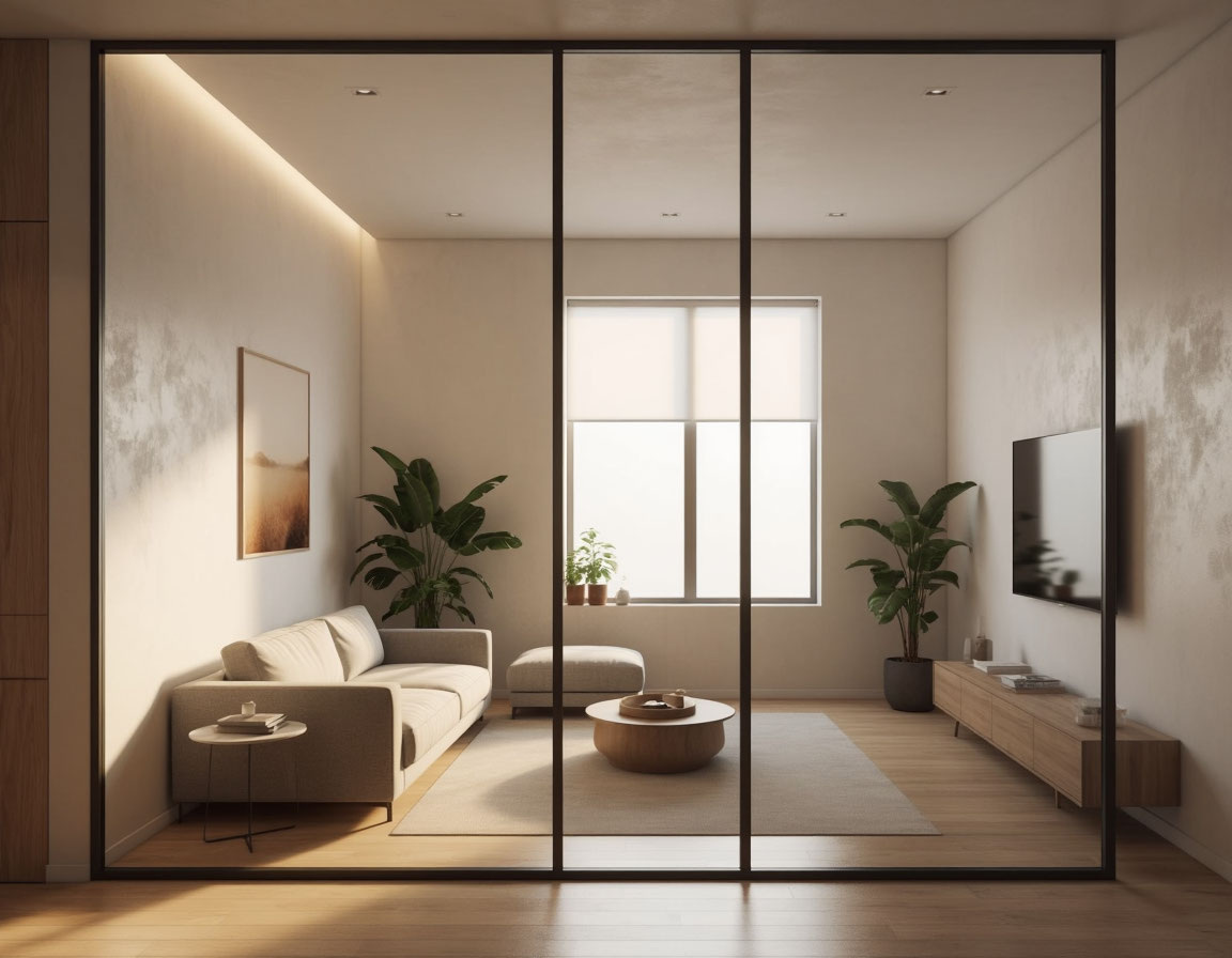 Стеклянная межкомнатная перегородка