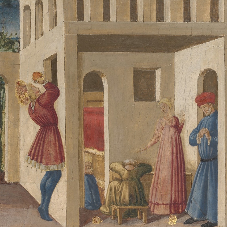 Николай Мерликийский подкидывает мешочки с золотом. Из открытого доступа в интернете.