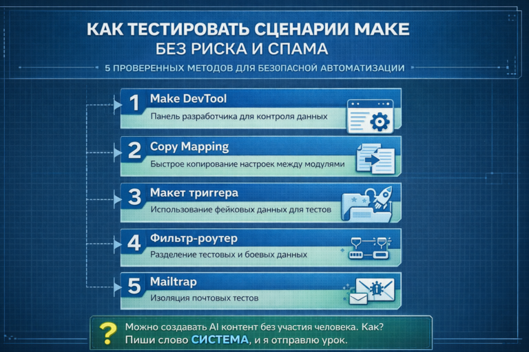    Автоматизация Make: как тестировать сценарии без риска и спама Оксана Солдатова