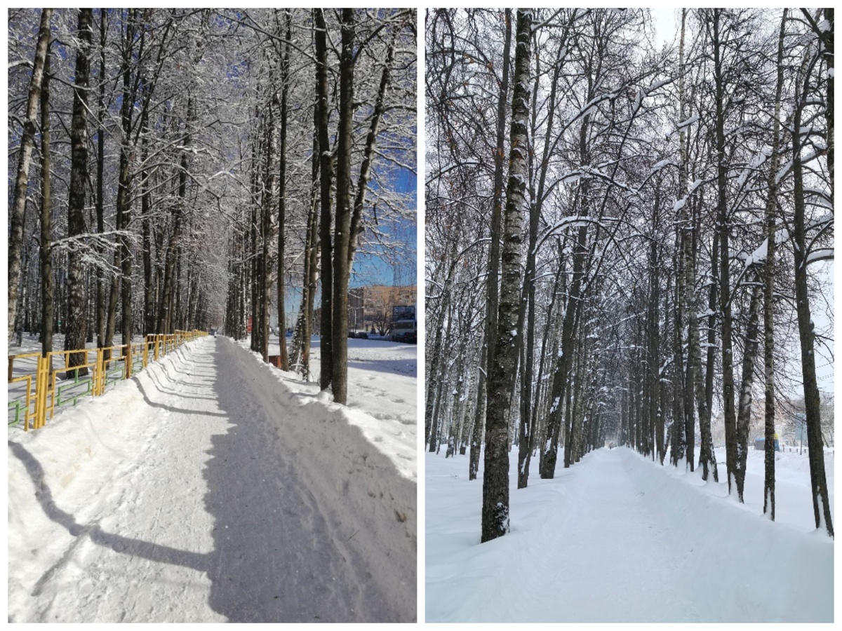 Начало февраля 2019 года и конец января 2026. Дорога на работу.