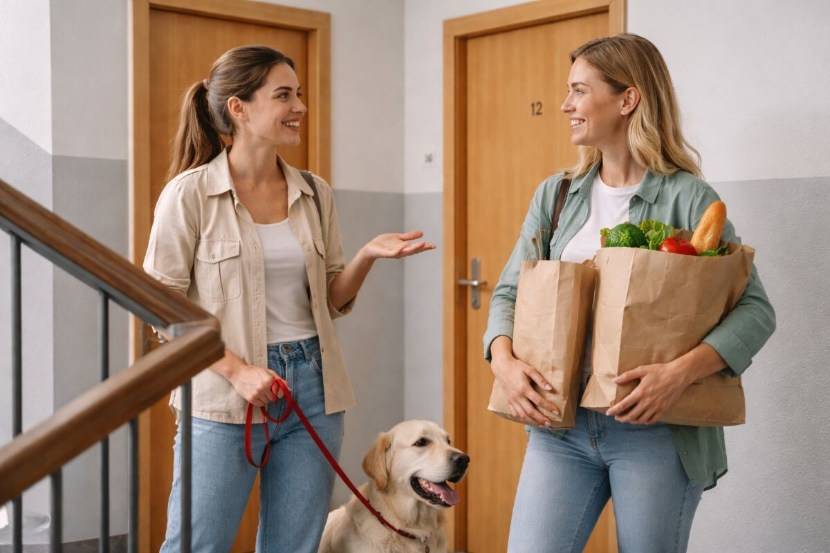 Знакомство с соседями полезно из самых практических соображений: мало ли что может произойти, а это люди, которые будут знать вас в лицо и доброжелательно к вам относиться. Если уделять им совсем немножко внимания. Источник: нейросеть