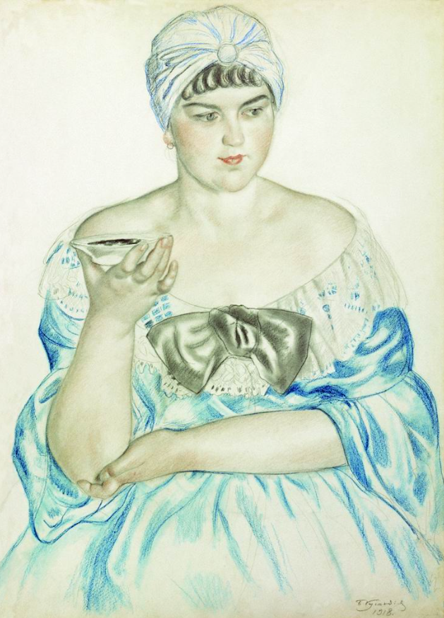 «Женщина, пьющая чай», 1918. Зарисовка с Адеркас