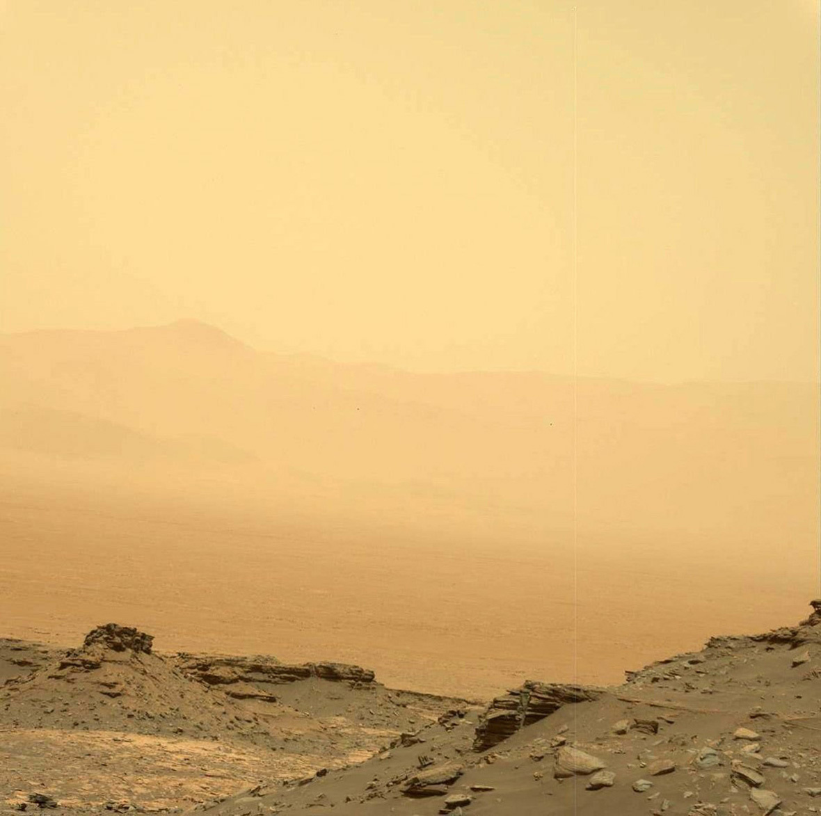 Марс с поверхности во время пылевой бури / NASA 