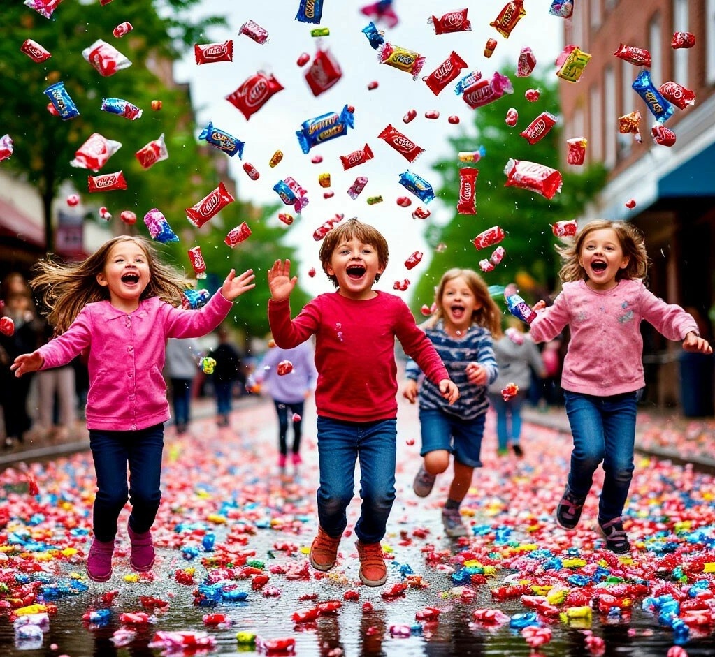 Дождь из конфет