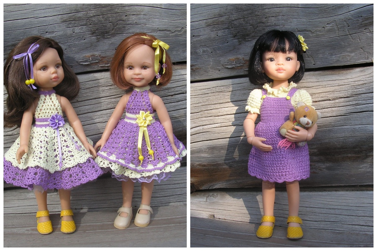 Слева наряды связаны по МК Юлии Кузнецовой, справа - по МК Ольги Корчагиной