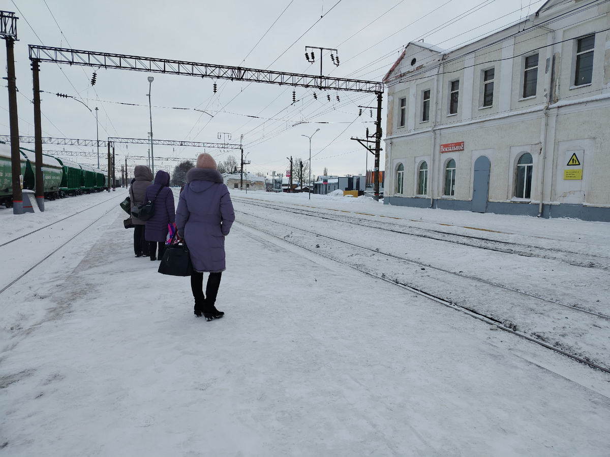 Ждём электричку на перроне, чтобы поехать в ветклинику.