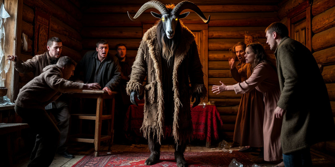 К нам на хутор пришли ряженые. Один был в маске козла, но когда он упал, я увидел, что маска кровоточит.