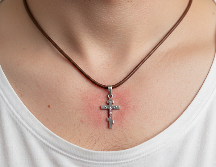 У меня постоянное раздражение кожи от ношения крестика. Почему так?