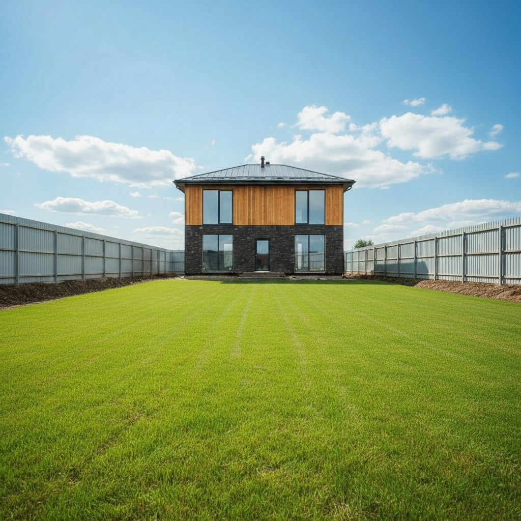 Свежий газон на новом участке