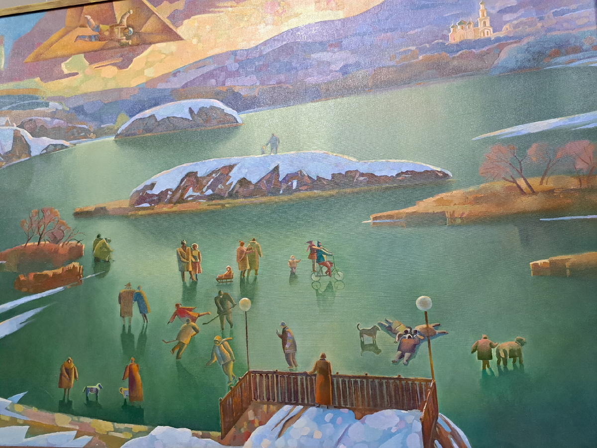 © Геннадий Жихарев. Полет над замерзшим озером. Холст, масло. 2003 г.