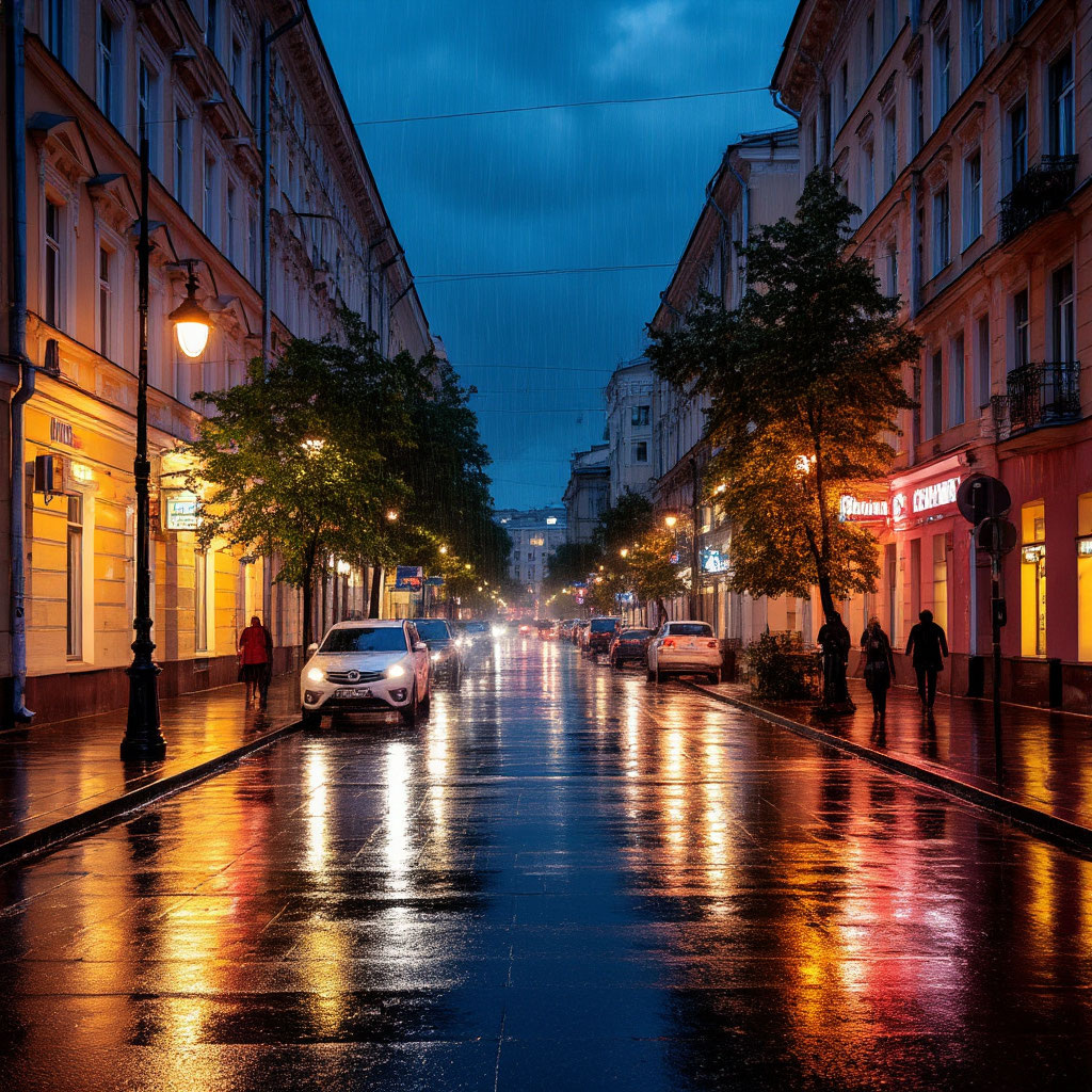 Дождливый августовский вечер. Сгенерировано ИИ