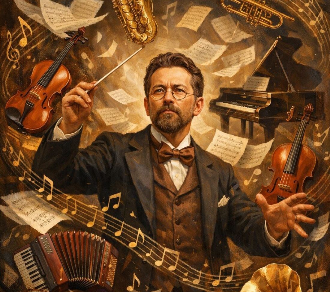 Афиша проекта «Чехов в музыке» // Фото: генерация нейросети от Крымского киноконцертного объединения