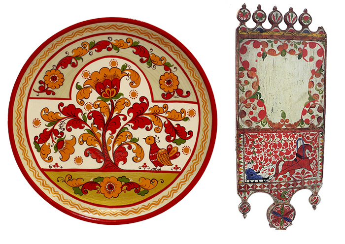 Современный и исторический образец борецкой росписи.