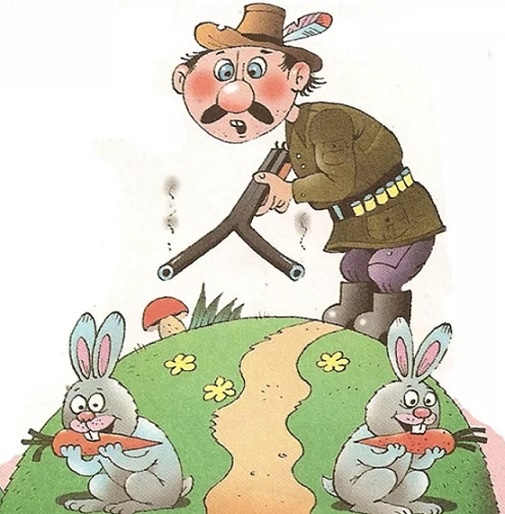 Иллюстрация к фразеологизму "гнаться за двумя зайцами". Из открытого источника