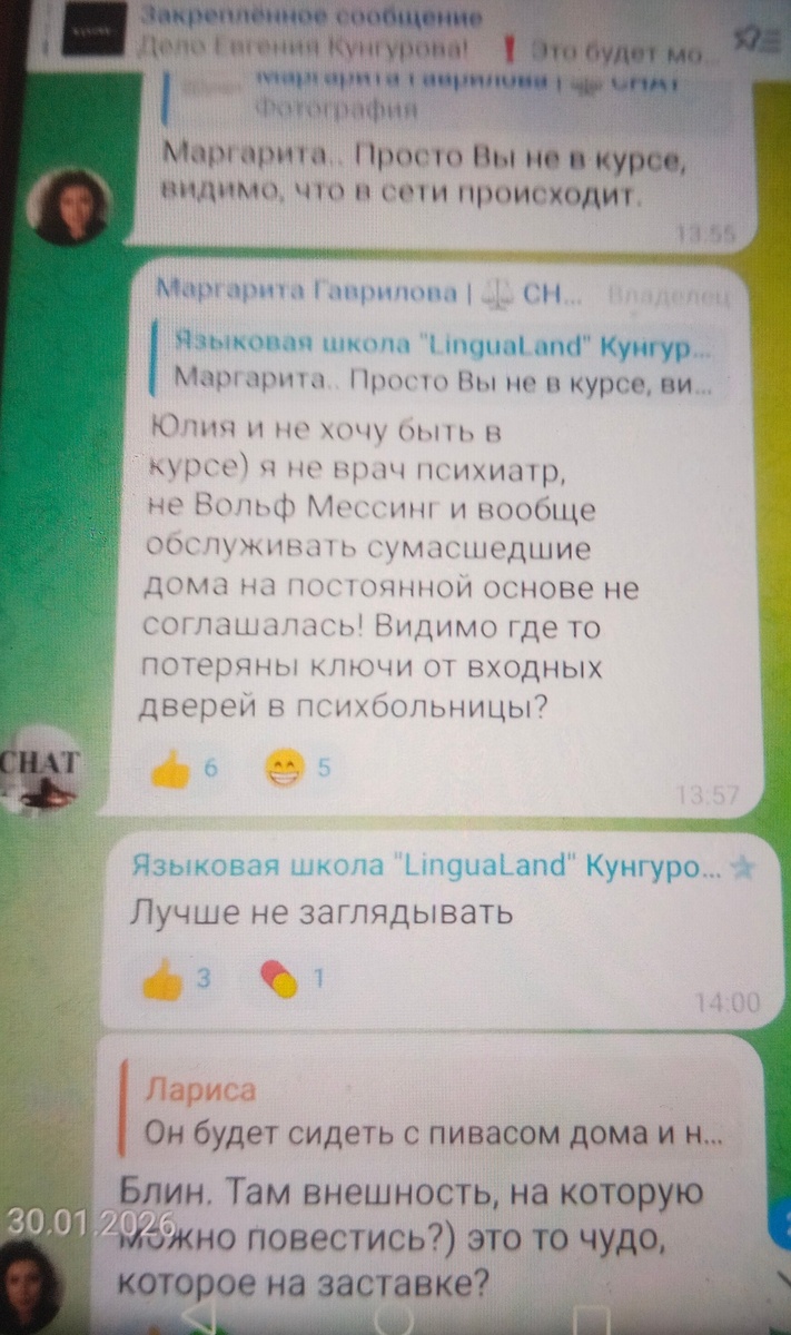 Скриншот чата Гавриловой М.С.