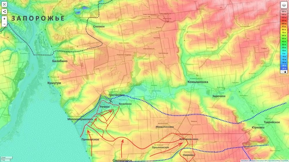    Карта СВО. ВС РФ прорвались к Запорожью.