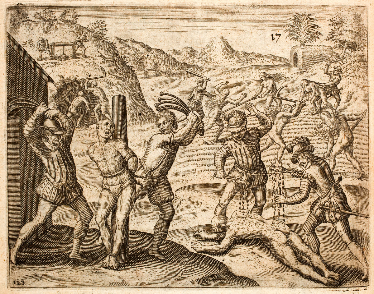 Нидерландская гравюра, которая изображает зверства испанцев в Америке