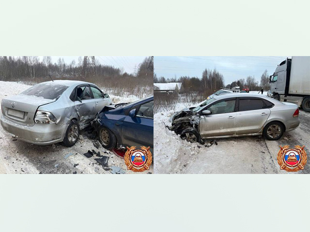 В ДТП с четырьмя машинами пострадали трое жителей Тверской области