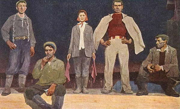 Виктор Попков «Строители Братской ГЭС» 1960-1961 (Государственная Третьяковская галерея.)