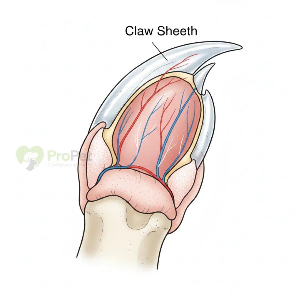 Схема строения когтя кошки с пульпой