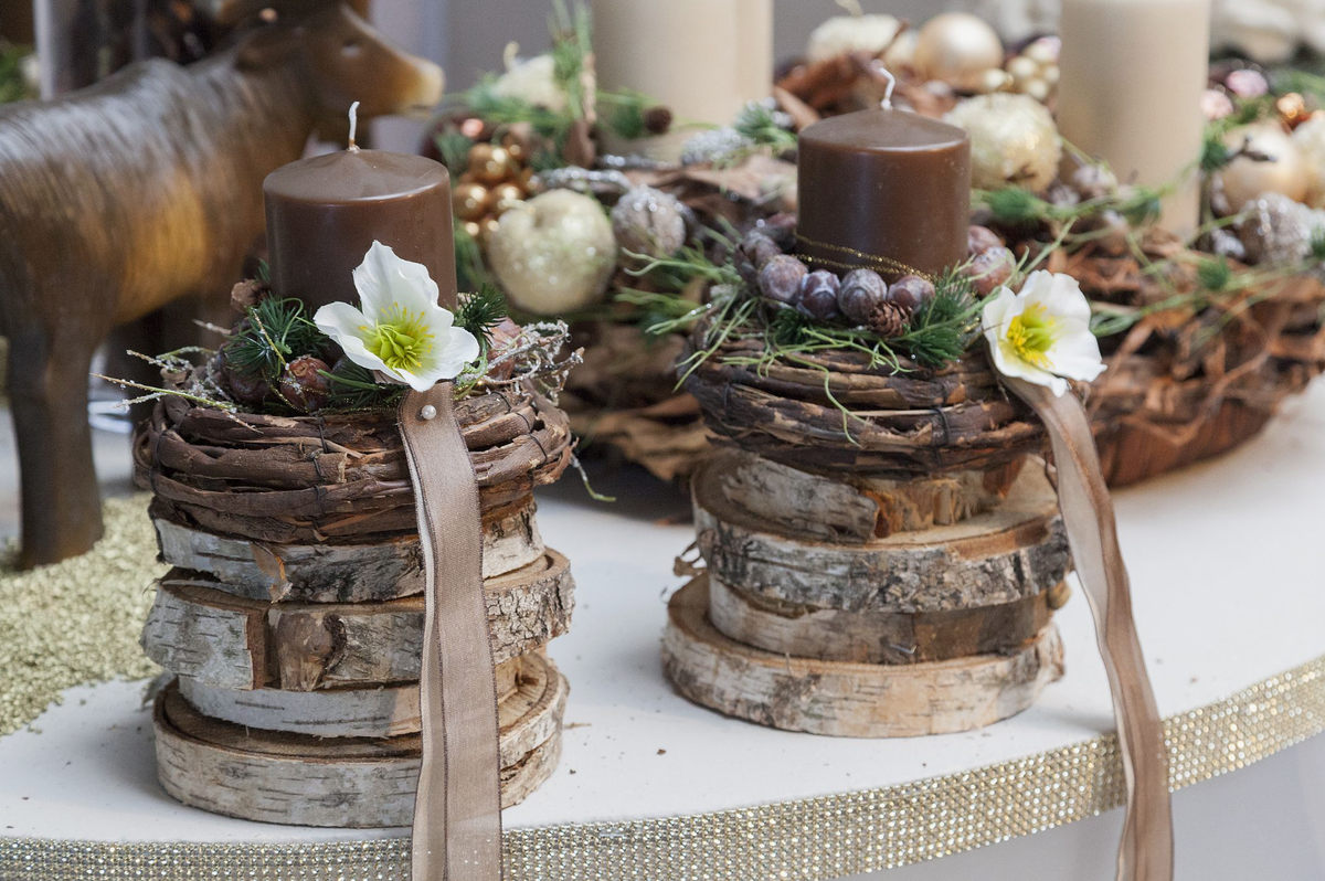 Подсвечники из природных материалов