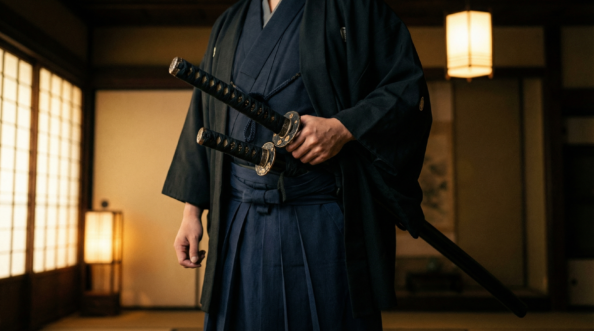 Катана и короткий японский меч вакидзаси