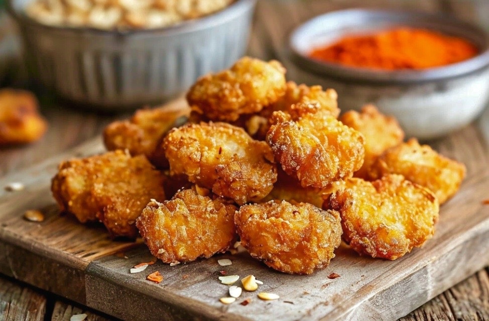 Наггетсы в панировке из кукурузных хлопьев.