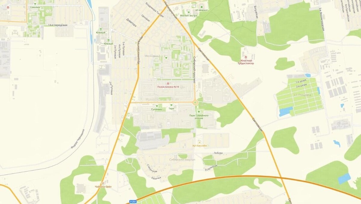    Если упростить, то перепланировка коснется «треугольника» трассы Р-254, Светловской и Машиностроительной улиц   Сервис онлайн-карт 2ГИС / 2gis.ru