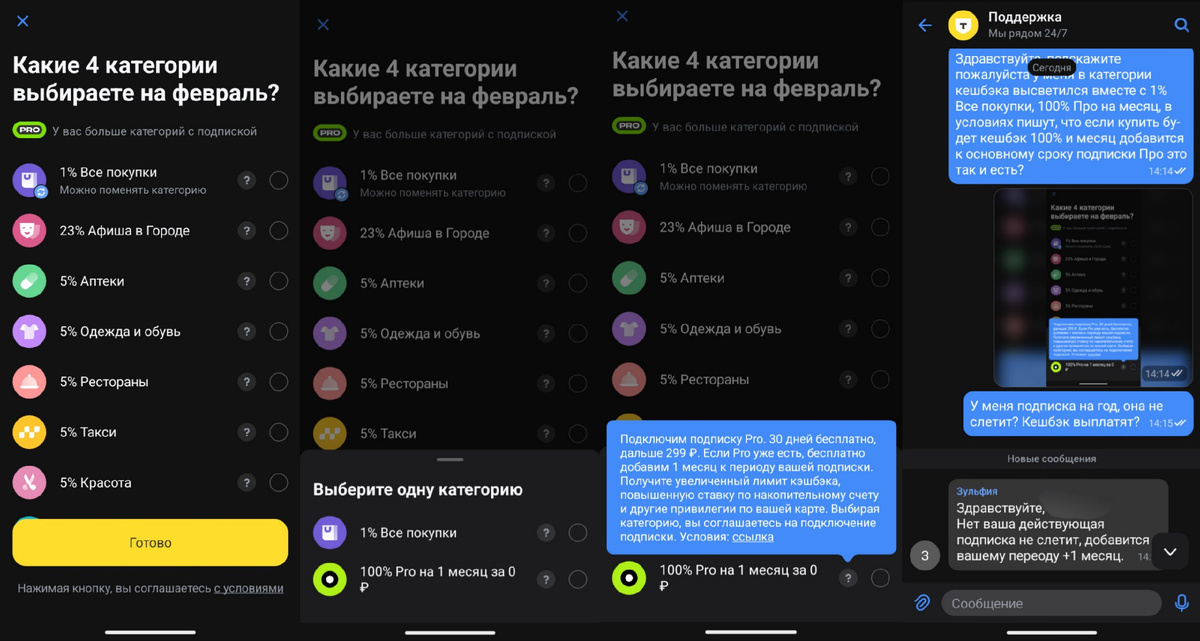 Категория 100% кешбэка на подписку Pro в Т-Банке