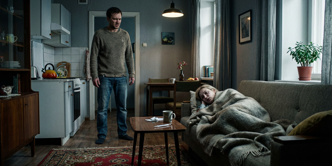 Муж увидел с температурой и сказал: «Ты чего разложилась тут? Ужин кто готовить будет?»