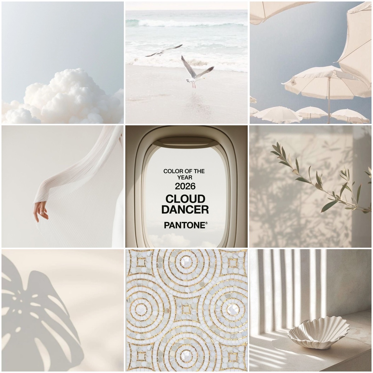 1. Color 2026 Cloud Dancer. Иллюстрации из открытых источников, коллажи авторские.